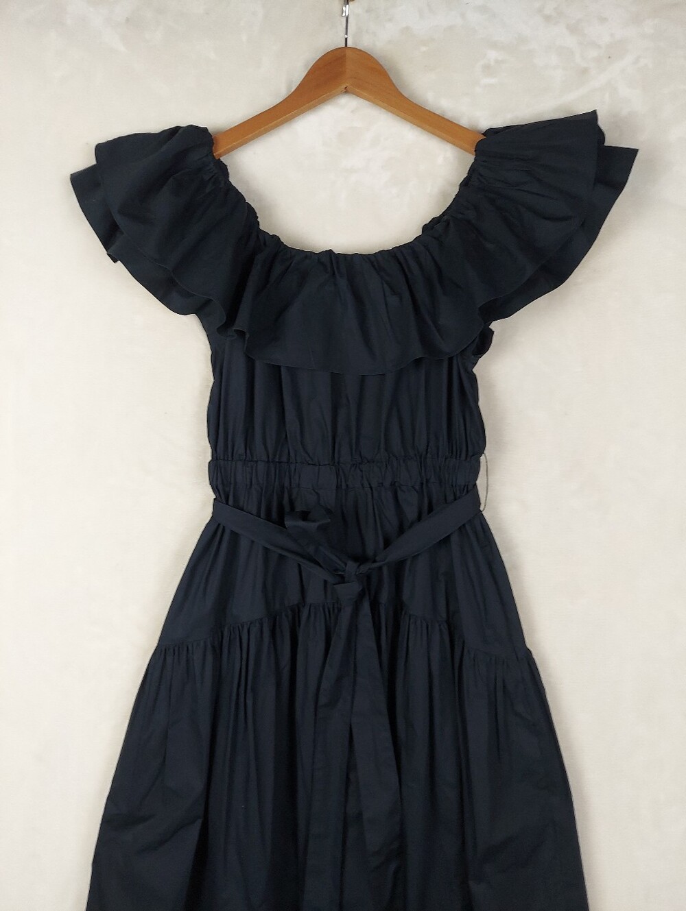 Ulla Johnson Amira Ruffle Poplin Midi Dress Black Spring Summer 2022 Sz 00 - Picture 2 of 11